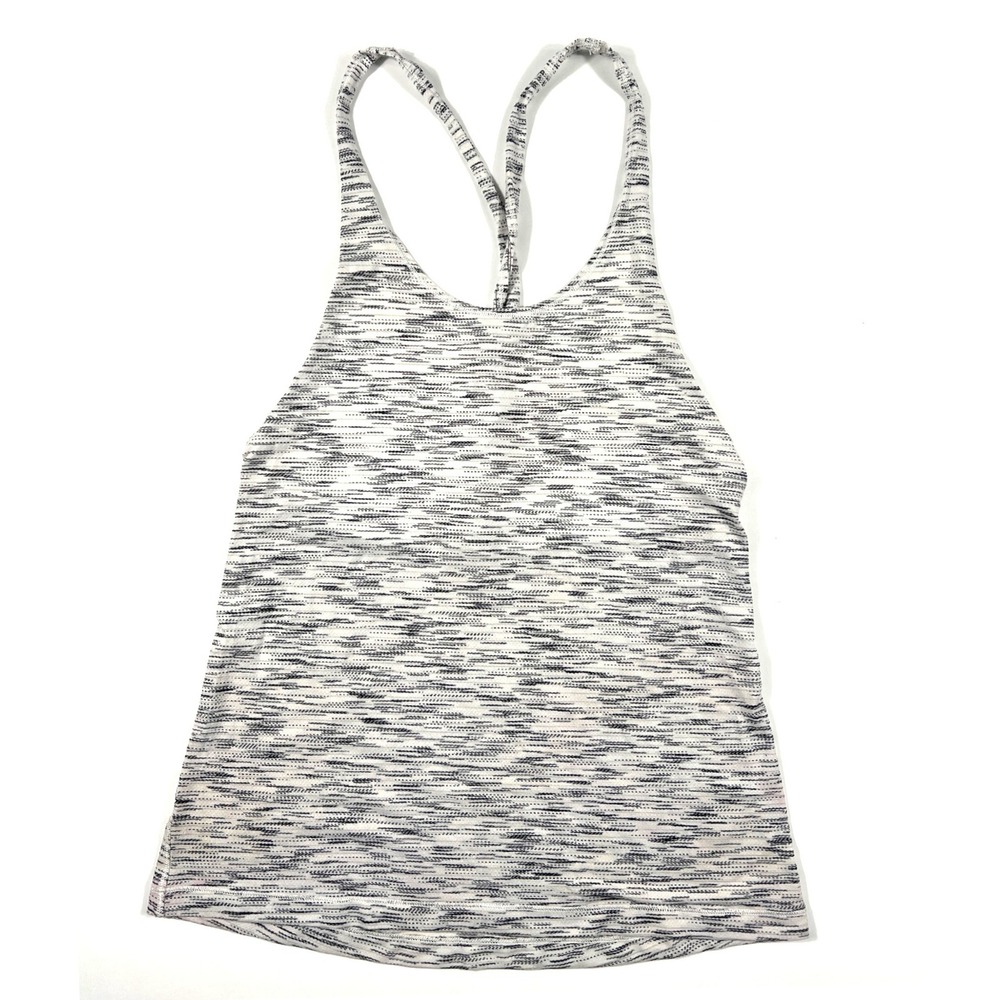 Lululemon Small Tank Top Space Dye White Black Braided Racerback Yoga Gym EUC